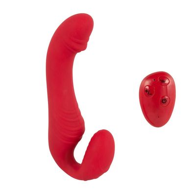 Silikon Strap-on-Doppel-Vibrator + Fernbedienung + 9 Vibration + Sexspielzeug