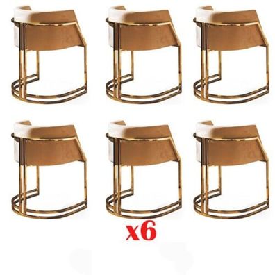 Küche Stühle Elegant Esszimmer Stoff Set 6x Sessel Stuhl Design Metall Textil
