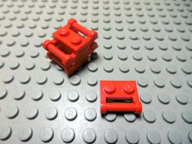 Lego 5 Platten 1x2 mit Griff Rot 48336
