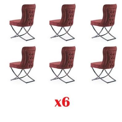 Stuhl 6x EssZimmer Stühle Edelstahl Design Möbel Polsterstuhl italienischer Stil