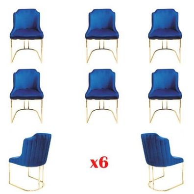 Garnitur Set 6x Esszimmer Stuhl Sitz Gruppe Stühle Textil Polster Lehn Stühle