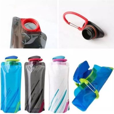 2x Faltbare Flexible Trinkflasche 0,5l Wasserflasche Sportflasche BPA Frei