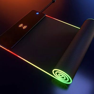 Qi RGB Bunte LED Beleuchtung Gaming Matte Spiele XXL Mouse Pad für PC 800X300mm