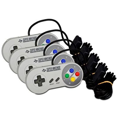 4 Original SNES - SUPER Nintendo Controller in GRAU