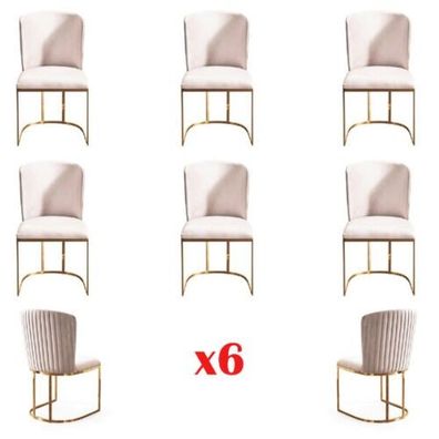 Esszimmerstuhl Designer Stühle Esszimmer Lehn Neu Set 6x Stoff Massivholz Stuhl