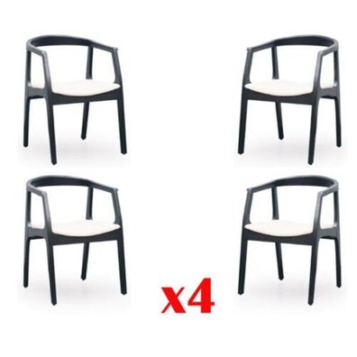 Set 4x Sessel Stuhl Design Holz Textil Polster Stühle Gastro Esszimmer Stoff Neu