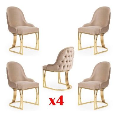 Esszimmer Textil Gastro Stuhl Design Set 4x Sessel Stoff Polster Stühle