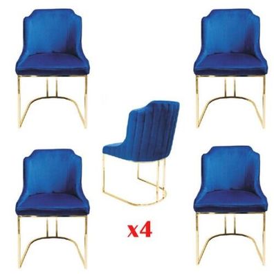Essstuhl Zimmer Set Sitzgarnitur 4x Stühle Modern Polster Design Neu Holz