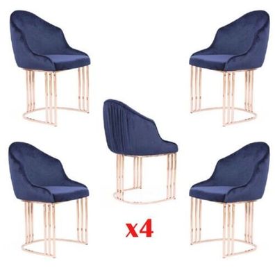Designer Lehn Sitz Sessel luxus Ess Zimmer 4x Stuhl Stühle Polster Textil Modern