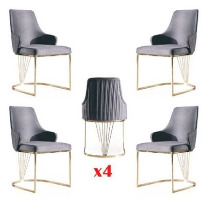 Gruppe Set 4x Sessel Stuhl Design Stoff Polster Stühle Gastro Esszimmer Textil