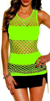 SeXy MiSS Damen Transparent Netz Shirt Loch Gogo Top Bustier Look 32 34/36/38 grün