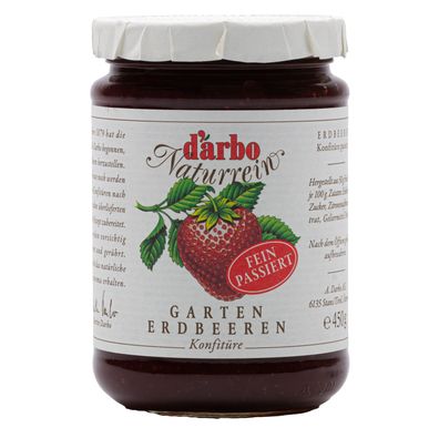 Food-United DARBO Konfitüre passiert Naturrein Garten-Erdbeere 450g Glas