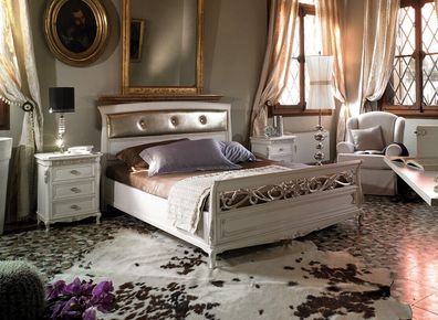 Design Schlafzimmer Möbel Doppelbett Massivholz Vaccari cav giovanni Möbel Neu