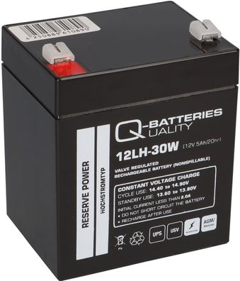 Q-Batteries 12LH-30W 12V 5Ah Blei-Vlies-Akku AGM VRLA Hochstrom USV