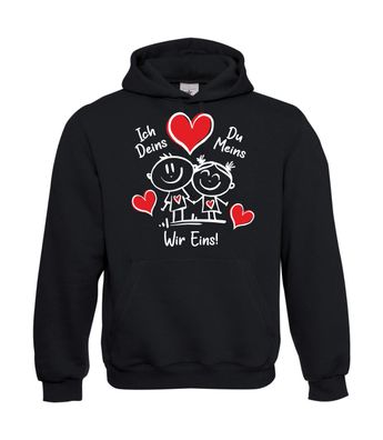 Herren Hoodie I Kapu I Valentinstag Jahrestag verliebte Strichmännchem Ich l bis 5XL