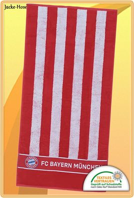 FC Bayern München Badetuch Rot Weiß Logo Baumwolle Blockstreifen Gr 70x140cm NEU