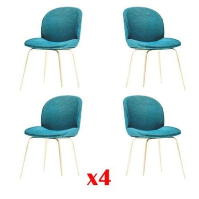 Gepolsterte Esszimmer Stühle 4x Stuhl Gruppe Garnitur Stoff Design Gruppe Neu