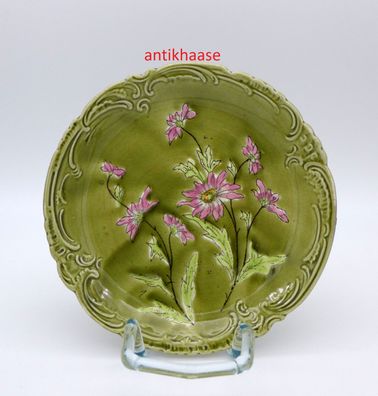Teller Imperial Bonn Astra Jugendstil Floral grün Majolika Keramik Steinzeug