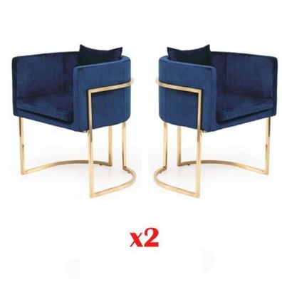 Stuhl 2x Ess Zimmer Stühle Sessel Edelstahl Design Möbel Metall Stahl Lehnstuhl