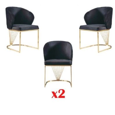 Stuhl 2x Stühle Gruppe Set Wohn Esszimmer Garnitur Holz Modern Stil Textil Neu