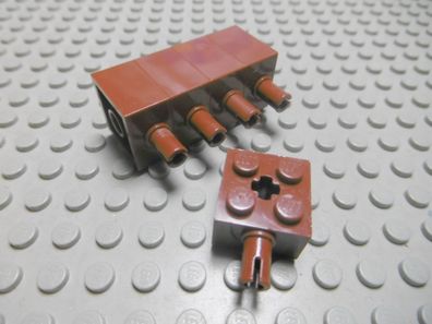 Lego 5 Steine 2x2 neubraun mit Pin + Achsloch Nummer 6232