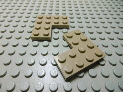 Lego 2 Winkelplatten flach 4x4 dunkeltan Nummer 2639
