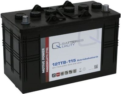 Q-Batteries 12TTB-115 12V 115Ah (C20) geschlossene Blockbatterie, positive Röhrche...