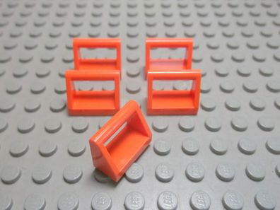 Lego 5 Fliesen 1x2 mit Griff orange Nummer 2432