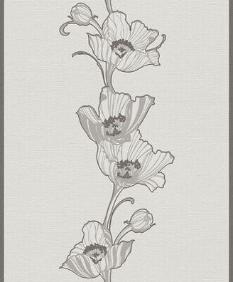 Rasch Tapete Vliestapete 732238 Weiß Taupe Braun stylisch Blütenranke