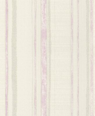 Rasch Vliestapete Selection Streifendesign 443110 creme-pink-grau, strukturiert
