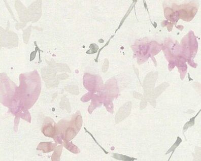 Daniel Hechter Vliestapete 95284-3 Blüten rosa violett taupe auf creme weiß