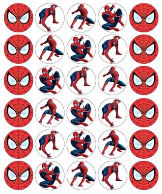 24 Muffinaufleger Dekoration Geburtstag Spiderman Spinne Maske Motiv 2 Oblatenpapier