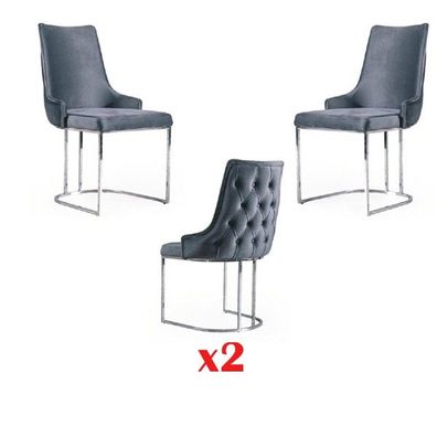 Stühle Esszimmer Garnitur 2x Stuhl Lehn Gruppe Weicher Stuhl italienischer Stil