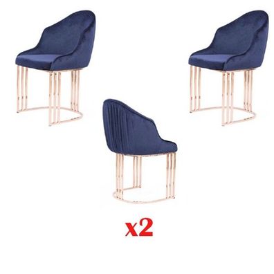 Designer Lehn Sitz Sessel luxus Ess Zimmer 2x Stuhl Stühle Polster Textil Modern