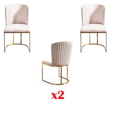 Italienischer Stil Set Design Lehn Stühle Polster Sessel Gruppe 2x Neu Garnitur