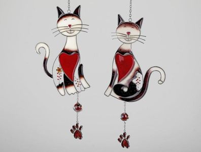 680594 Hänger Katze 38cm Tiffany-Art aus transparentem Kunststoff Stückpreis