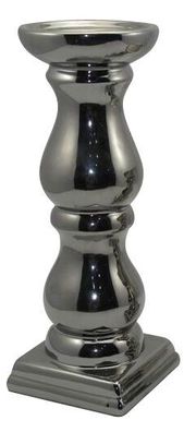 CB0208 Kerzen Ständer Leuchter Keramik 26 cm Silber NEU (Gr. 26cm)