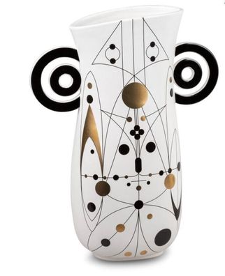 734460 Vase 31 x 41cm Art-Style, aus Keramik mit Weißer Mattglasur und Dekor