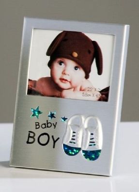 32851 Fotorahmen Cute aus Aluminium matt silber mit Aufschrift Baby Boy NEU