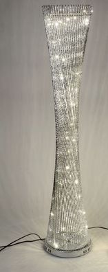 660923 Lampe rund gedreht 30 x 145cm aus glänzendem Aluminium mit LED Licht