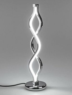 609861 LED-Lampe Silber-Spirale auf Fuß 12x46cm aus glänzendem, silbernem Metall