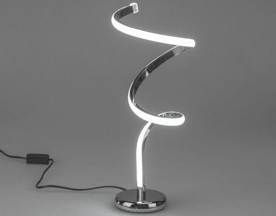 610201 LED-Lampe Spirale auf Fuß 18x40cm aus glänzendem, silbernem Metall