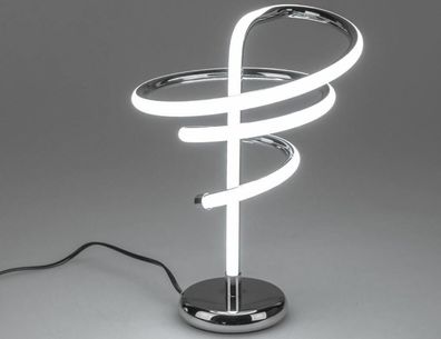 610218 LED-Lampe Spirale auf Fuß 24x43cm aus glänzendem, silbernem Metall