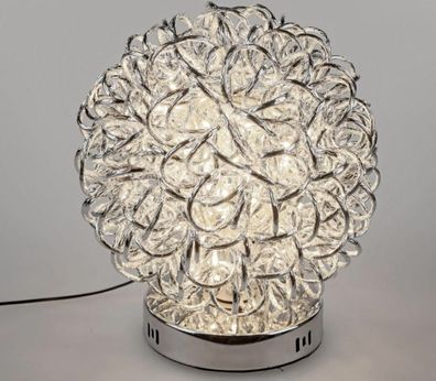 660855 Lampe Kugel Silber auf Fuß 40cm aus geflochtenem Aluminium mit 100 LEDs