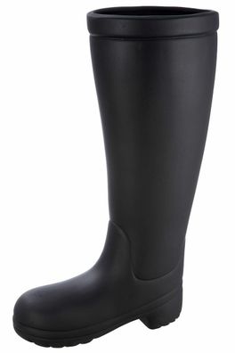 28544 Schirmständer Stiefel aus Keramik matt schwarz mit Kunststoff-Topf innen