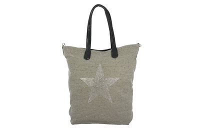 Shopper Canvas mit Kristallen Stern Grau vom Hof BA A6105-21 Handtasche
