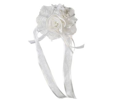 38421 Hochzeitsdekostecker White Roses Stoffrose weiss mit Sicherheitsnadel