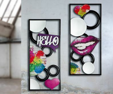 67641 Wandrelief Street Art schwarz/ mehrfarbig mit Spiegel Schriftzug Stückpreis