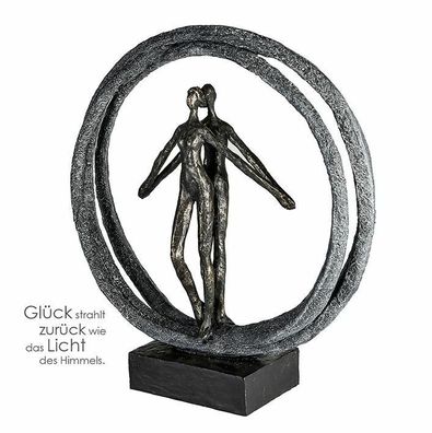 79903 Skulptur Paar im Ring Poly bronzefarbenes Pärchen Ring in Steinoptik