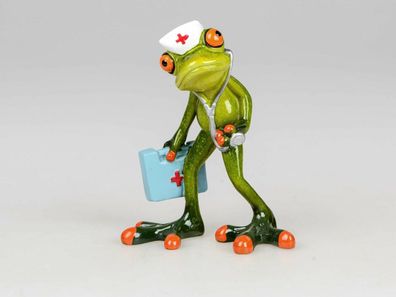 717160 Frosch Doktor hellgrün 13cm aus Kunststein mit witzigen Details